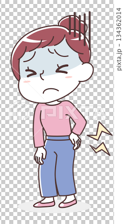 腰痛で苦しむ女性のイラスト(デスクワーク・ぎっくり腰) 腰痛で苦しむ女性のイラスト(デスクワーク・ぎっくり腰) 134362014