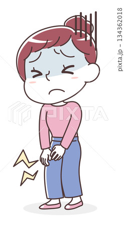 膝の痛みに苦しむ女性のイラスト(関節痛・運動不足・リハビリ) 膝の痛みに苦しむ女性のイラスト(関節痛・運動不足・リハビリ) 134362018
