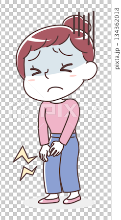 Illustration of a woman suffering from knee pain (joint pain, lack of exercise, rehabilitation) Illustration of a woman suffering from knee pain (joint pain, lack of exercise, rehabilitation) 134362018