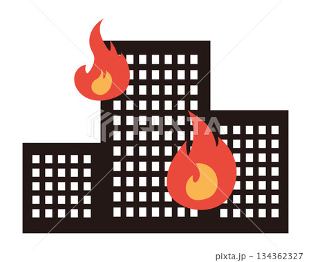 火事になったビルのイラスト(黒) 火事になったビルのイラスト(黒) 134362327