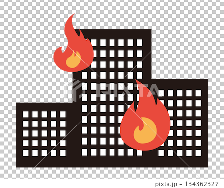 建築物著火的示意圖（黑色） 134362327