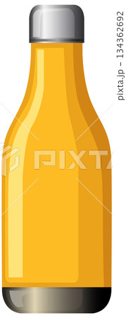 Yellow Beverage Bottle with Silver Cap Vector Illustration 134362692