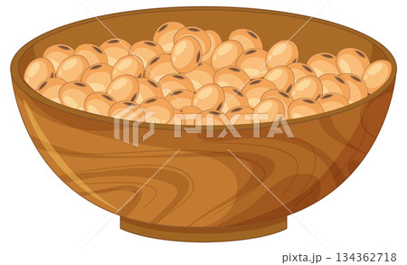 Wooden Bowl Filled With Soybeans Vector Illustration Wooden Bowl Filled With Soybeans Vector Illustration 134362718