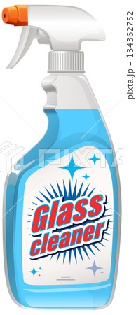 Blue Glass Cleaner Spray Bottle Vector Illustration 134362752
