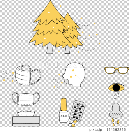 花粉症圖示集,單色 花粉症圖示集,單色 134362856