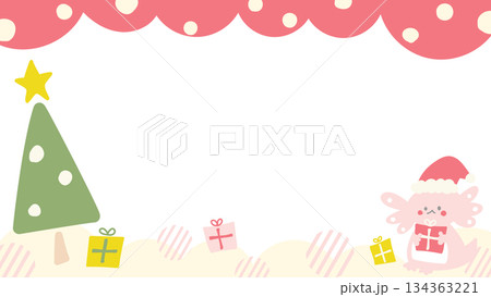 かわいい動画配信用の背景84　ウーパールーパーのクリスマス 134363221