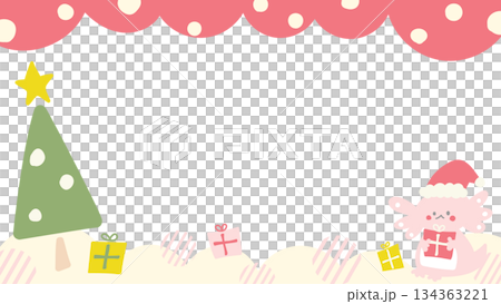 かわいい動画配信用の背景84　ウーパールーパーのクリスマス 134363221