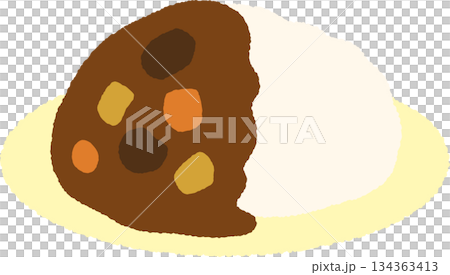 Hand-drawn food icon illustration: curry Hand-drawn food icon illustration: curry 134363413