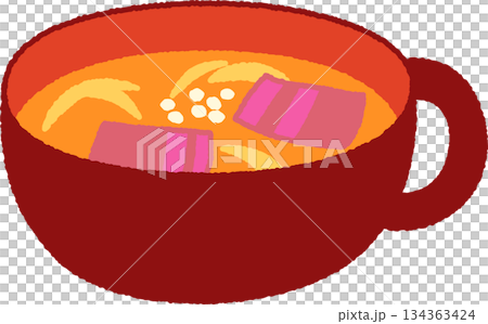 Hand-drawn food icon illustration: Consommé soup Hand-drawn food icon illustration: Consommé soup 134363424