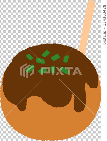 Hand-drawn food icon illustration: Takoyaki Hand-drawn food icon illustration: Takoyaki 134363428