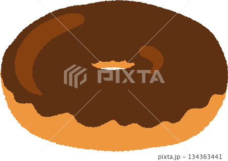 手書き風の食べ物単品アイコンイラスト　ドーナツ 134363441