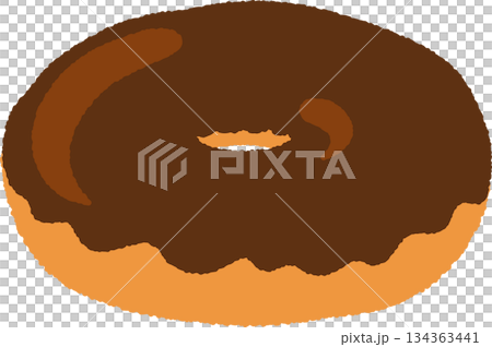手書き風の食べ物単品アイコンイラスト　ドーナツ 134363441