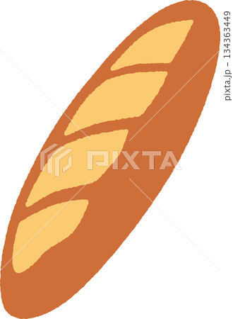 手書き風の食べ物単品アイコンイラスト フランスパン 手書き風の食べ物単品アイコンイラスト フランスパン 134363449