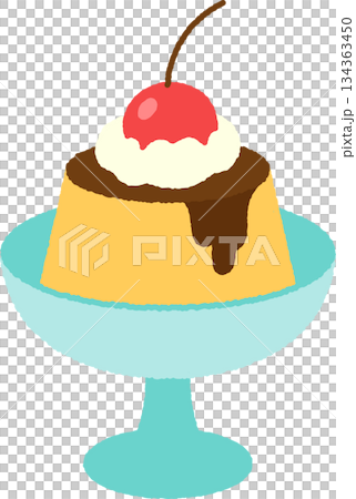 手書き風の食べ物単品アイコンイラスト プリン 手書き風の食べ物単品アイコンイラスト プリン 134363450