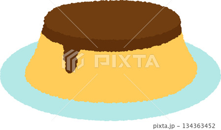 手書き風の食べ物単品アイコンイラスト プリン 手書き風の食べ物単品アイコンイラスト プリン 134363452