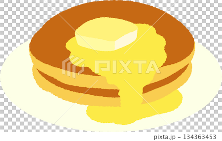 手書き風の食べ物単品アイコンイラスト ホットケーキ 手書き風の食べ物単品アイコンイラスト ホットケーキ 134363453