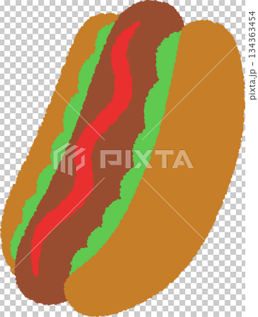 Hand-drawn food icon illustration: Hot dog Hand-drawn food icon illustration: Hot dog 134363454