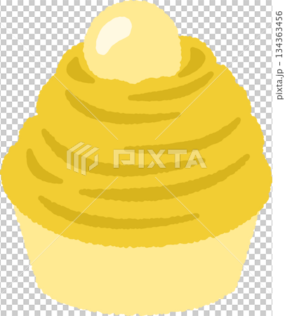 手書き風の食べ物単品アイコンイラスト　モンブラン 134363456