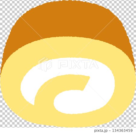 手書き風の食べ物単品アイコンイラスト　ロールケーキ 134363459
