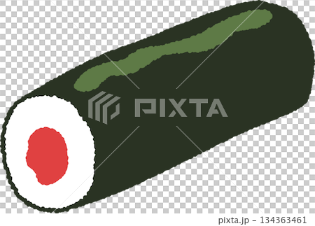 手書き風の食べ物単品アイコンイラスト　巻き寿司 134363461