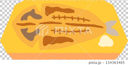 Hand-drawn food icon illustration: Grilled fish Hand-drawn food icon illustration: Grilled fish 134363465