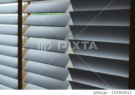 white window blinds in home, object for decorate interior of house white window blinds in home, object for decorate interior of house 134363612