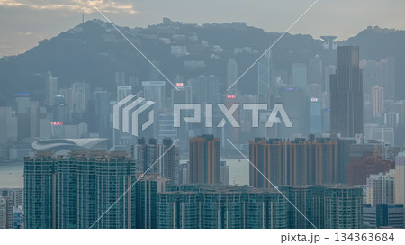 Dec 14 2025 Panoramic Kowloon Skyline View Across Victoria Harbour Hong Kong 134363684