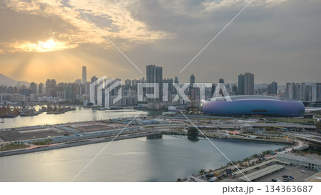 Dec 14 2025 Hong Kong Trunk Road T2 Highway Infrastructure Construction View Dec 14 2025 Hong Kong Trunk Road T2 Highway Infrastructure Construction View 134363687