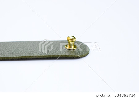 dark green leather strap isolated on white background 134363714