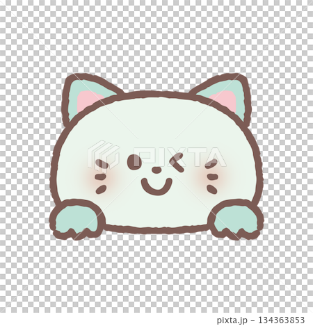 ひょっこり顔を出してウィンクするネコ 134363853