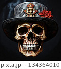 an AI Image Generator, Skull Wearing Elaborate Steampunk Hat With Intricate Details 134364010