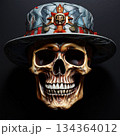 an AI Image Generator, Skull Wearing Elaborate Steampunk Hat With Intricate Details 134364012
