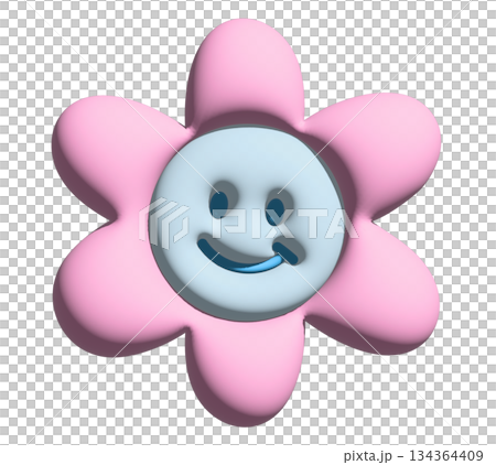 Illustration of smiling pastel flower in 3D for model, inflated merchandise, plants, tree, nature, garden, floral print, decorations, cartoon character, comic, mascot, patch, brooch, print, sticker Illustration of smiling pastel flower in 3D for model, inflated merchandise, plants, tree, nature, garden, floral print, decorations, cartoon character, comic, mascot, patch, brooch, print, sticker 134364409