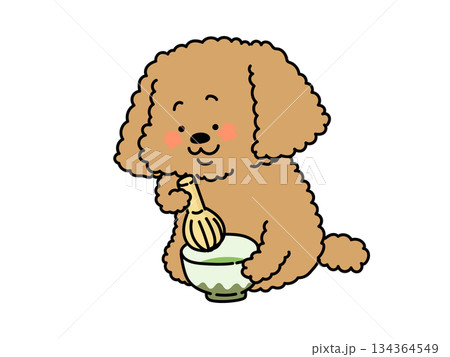 ホッコリ和む♪お抹茶をたてる可愛い犬さん ホッコリ和む♪お抹茶をたてる可愛い犬さん 134364549