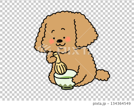 ホッコリ和む♪お抹茶をたてる可愛い犬さん ホッコリ和む♪お抹茶をたてる可愛い犬さん 134364549