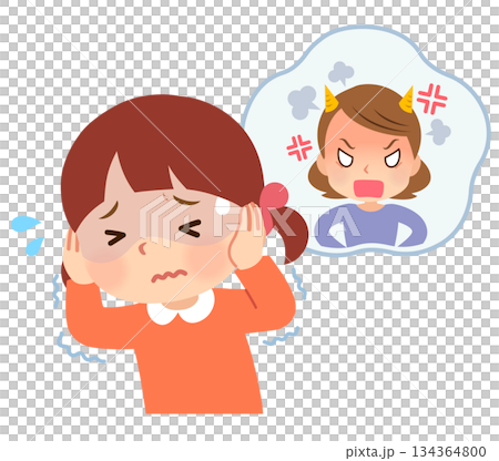 怒られる想像をして怖がる子ども 134364800