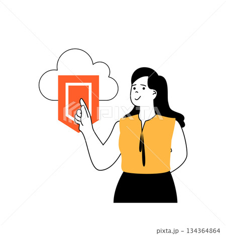 Cyber security concept with cartoon people in flat design for web. Woman using protective shield system for cloud storage and upload. Vector illustration for social media banner, marketing material. Cyber security concept with cartoon people in flat design for web. Woman using protective shield system for cloud storage and upload. Vector illustration for social media banner, marketing material. 134364864