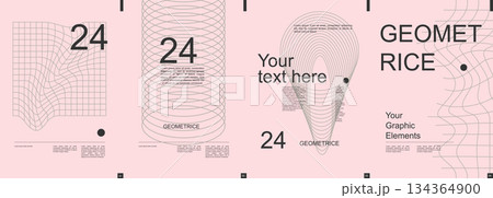 Geometric modern banner with trendy minimalist typography design. Poster templates with dynamic mesh shapes, fractal lines in cylindrical and abstract forms and text elements. Vector illustration. Geometric modern banner with trendy minimalist typography design. Poster templates with dynamic mesh shapes, fractal lines in cylindrical and abstract forms and text elements. Vector illustration. 134364900