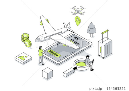 Booking Flight Isometric Concept 134365221