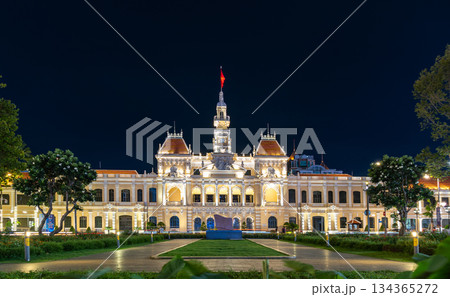 Ho Chi Minh City, Vietnam - June 23, 2025: Ho Chi Minh City Hall or Saigon City Hall or Committee Head office is a building in a French colonial style in Ho Chi Minh, Vietnam 134365272