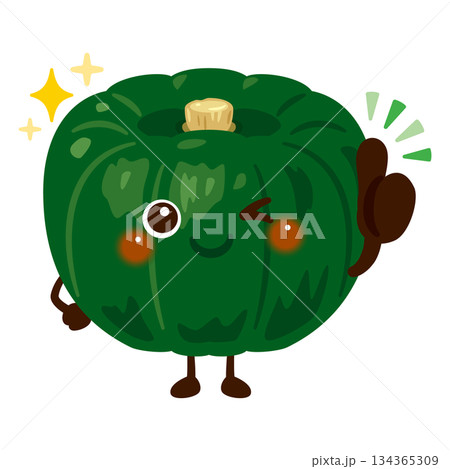グッドサインを出すかぼちゃキャラクターイラスト グッドサインを出すかぼちゃキャラクターイラスト 134365309