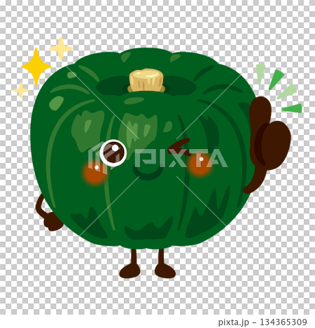 グッドサインを出すかぼちゃキャラクターイラスト グッドサインを出すかぼちゃキャラクターイラスト 134365309