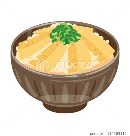 お茶碗に盛られた筍ご飯のイラスト 134365313