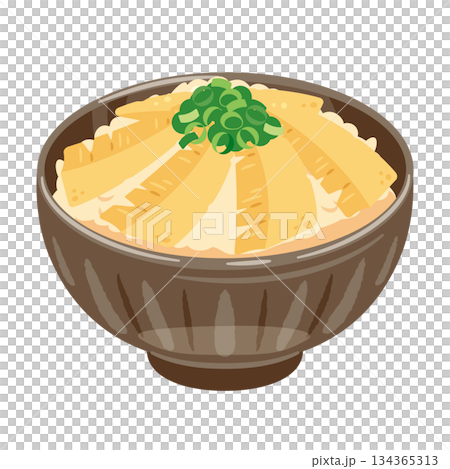 お茶碗に盛られた筍ご飯のイラスト 134365313