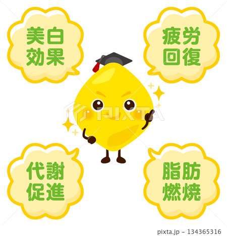 クエン酸のキャラクターとクエン酸の役割イラスト 134365316