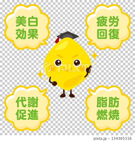 クエン酸のキャラクターとクエン酸の役割イラスト 134365316