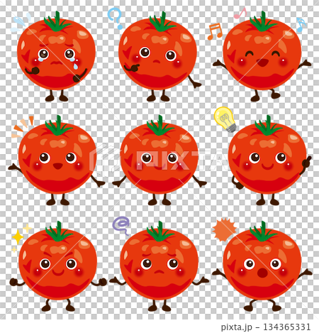 Tomato character facial expression set Tomato character facial expression set 134365331