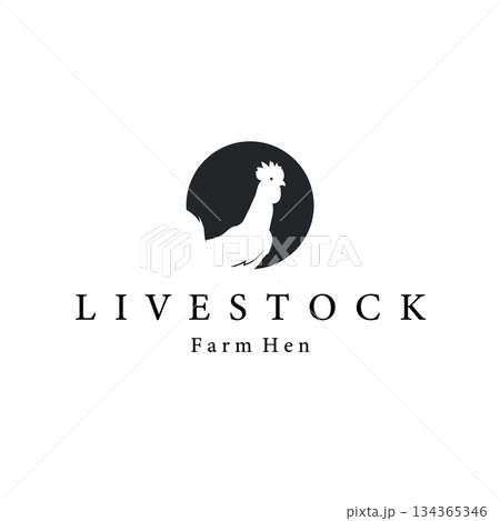 Chicken logo design for chicken farm with simple and minimalist black silhouette of livestock farmer, vector illustration template concept and poster Chicken logo design for chicken farm with simple and minimalist black silhouette of livestock farmer, vector illustration template concept and poster 134365346