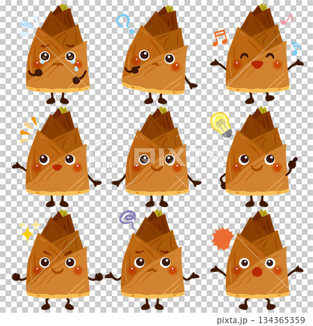 筍のキャラクター 表情セット 筍のキャラクター 表情セット 134365359