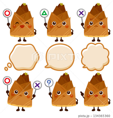 ○×△の札を持った筍のキャラクター ○×△の札を持った筍のキャラクター 134365360
